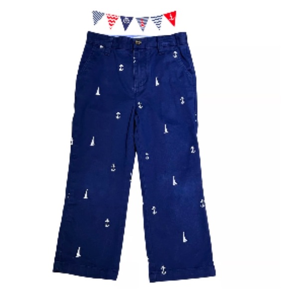 Crown& Ivy kids Navy sailor Pants- Nautical sailboats and Anchors Embroidered. - Picture 6 of 6